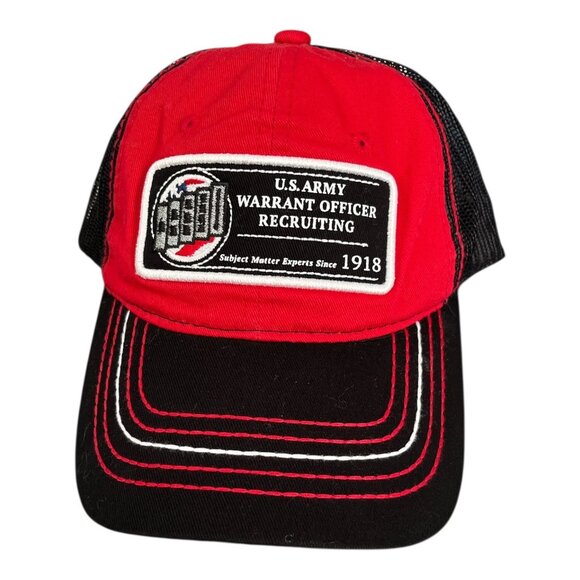 U.S. Army Warrant Officer Recruiting Hat Red Black Mesh Trucker Cap Bretmor - Picture 1 of 5